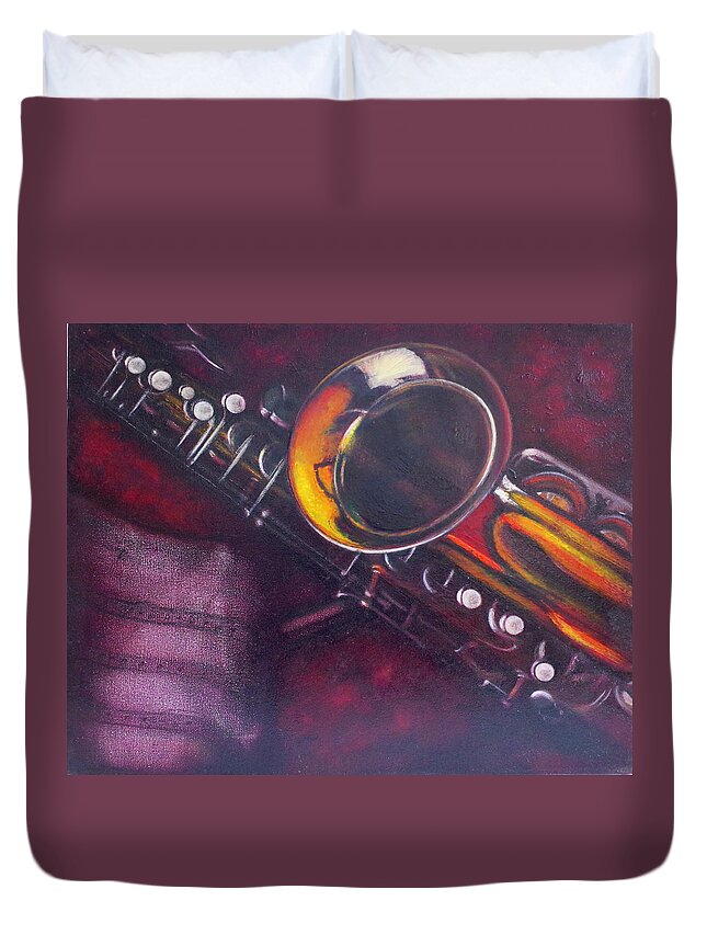 Realism Duvet Cover featuring the painting Unprotected Sax by Sean Connolly