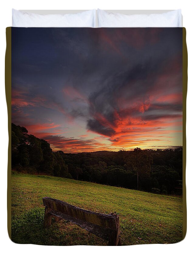 Landscape Duvet Cover featuring the photograph 2005sunset3 by Nicolas Lombard