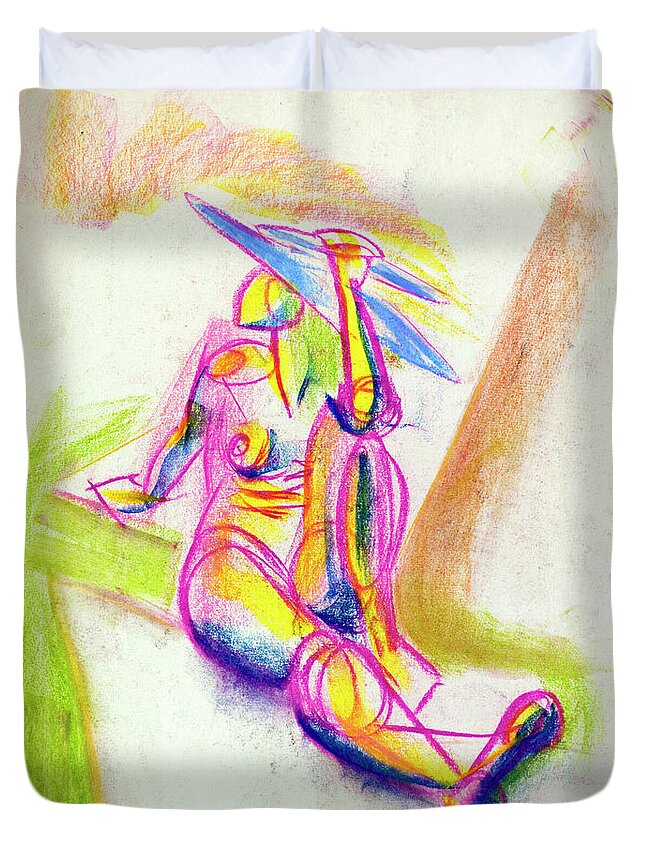 Colors Duvet Cover featuring the drawing Untitled_figure Study_cde by Paul Vitko