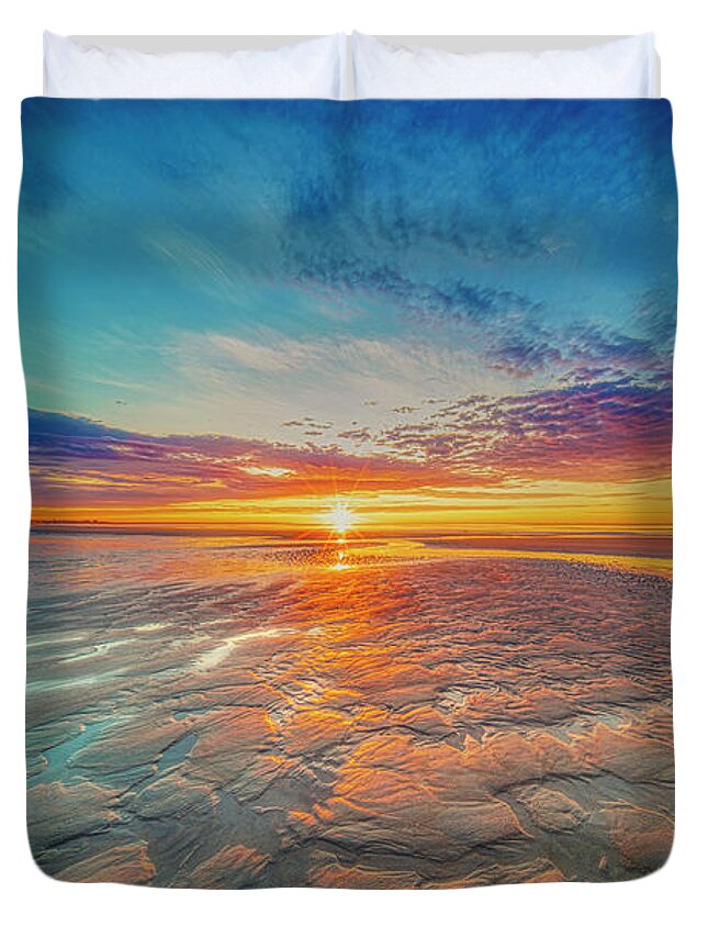 Footbridge Beach Duvet Cover featuring the photograph Untold Possibilities by Penny Polakoff