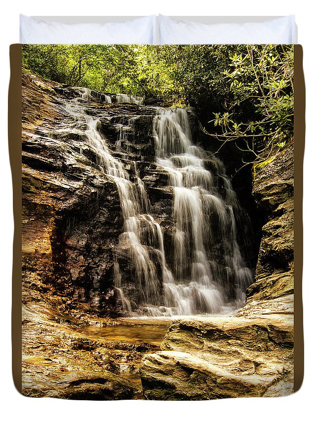 Hanging Rock State Park Duvet Cover featuring the photograph Upper Cascades at Hanging Rock State Park by Bob Decker