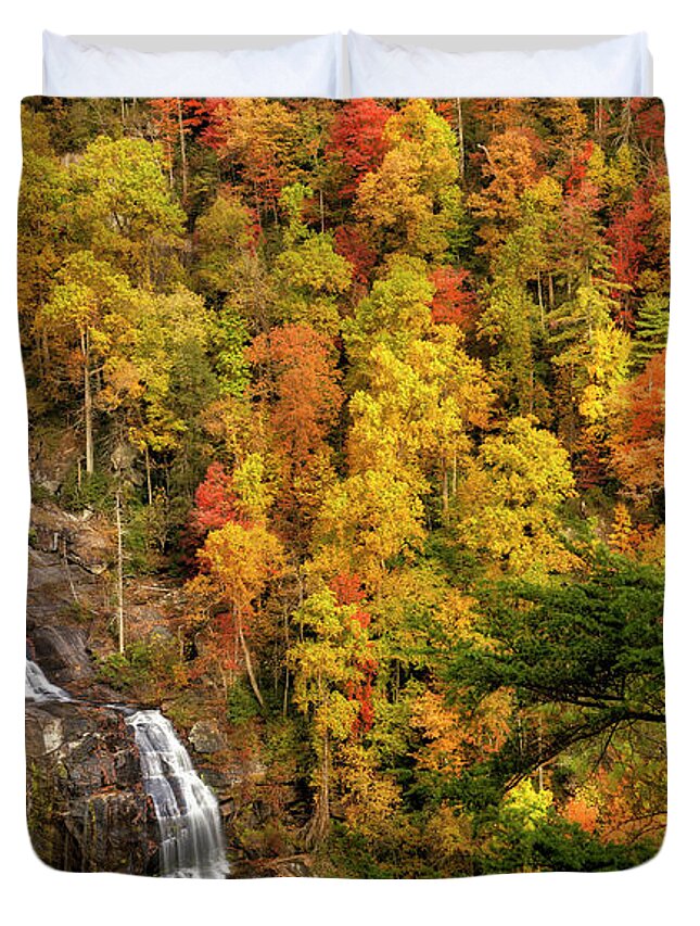 Nantahala National Forest Duvet Cover featuring the photograph Upper Whitewater Falls 2 by Mark Papke