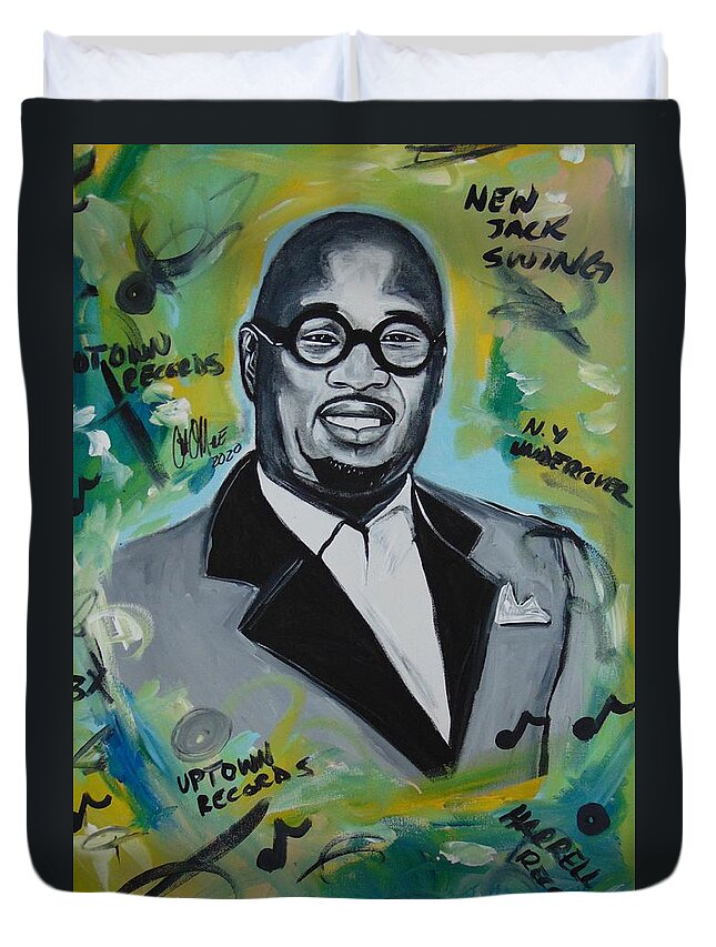 Andre Harrell Duvet Cover featuring the painting Uptown Mogul by Antonio Moore