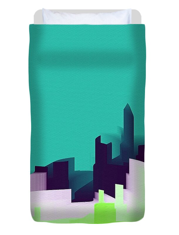 Patterns Duvet Cover featuring the digital art Urban Cityscape Abstract - 3 by Philip Preston