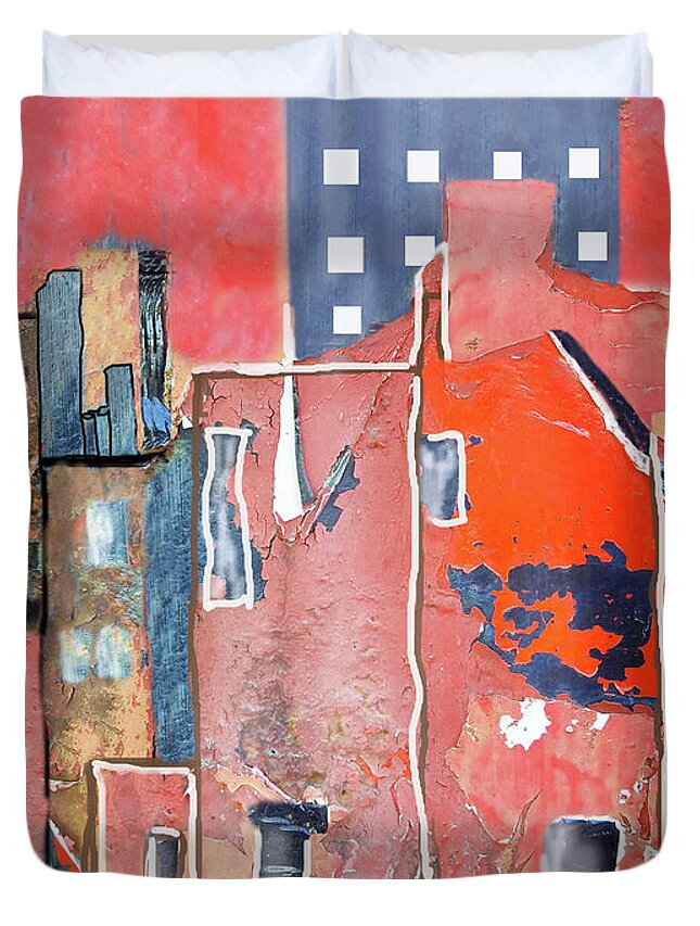 Abstract Duvet Cover featuring the painting Urbanity II 300 by Sharon Williams Eng