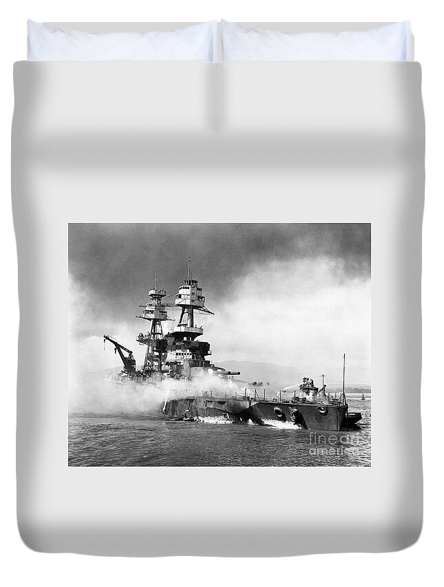 1941 Duvet Cover featuring the photograph Uss Nevada, 1941 by Granger