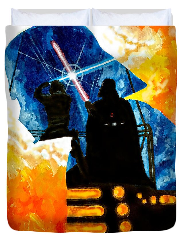 Vader Duvet Cover featuring the painting Vader by Joel Tesch