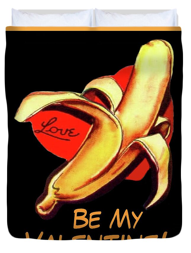 Banana Duvet Cover featuring the digital art Valentine Banana by Long Shot