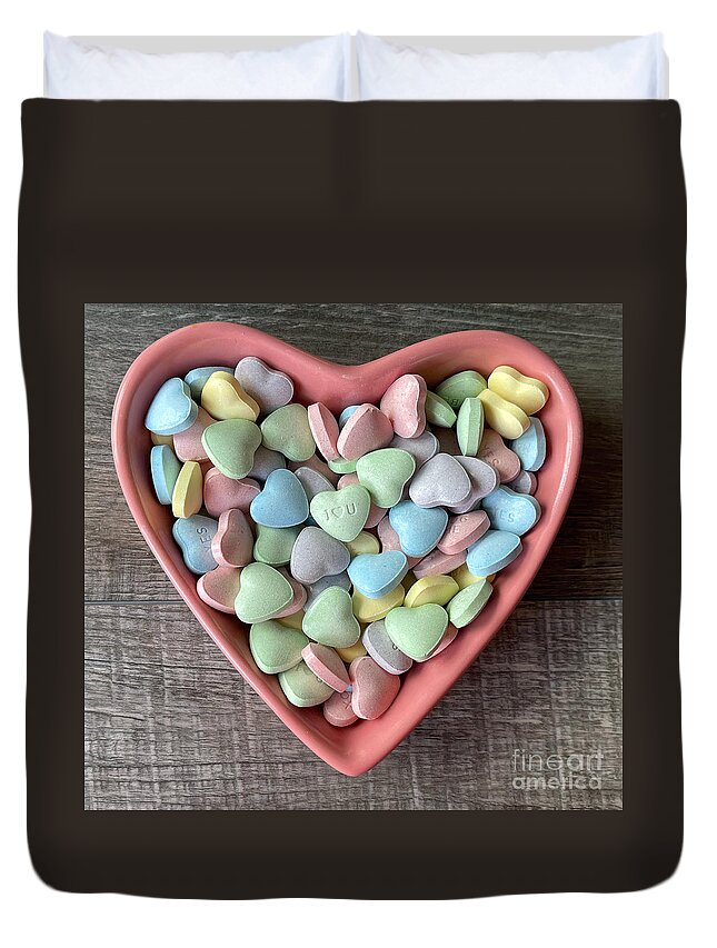 Candy Duvet Cover featuring the photograph Valentine Hearts 5768 by Jack Schultz