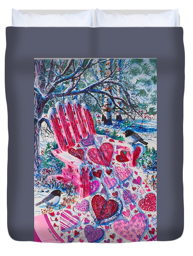Valentine Duvet Cover featuring the painting Valentine Hearts by Diane Phalen