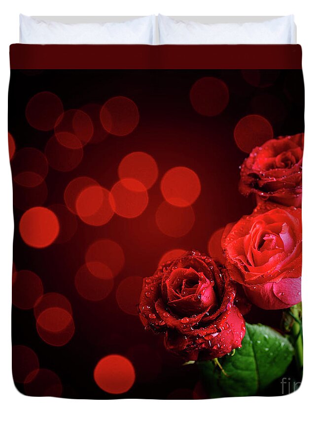 Roses Duvet Cover featuring the photograph Valentine Roses by Jelena Jovanovic