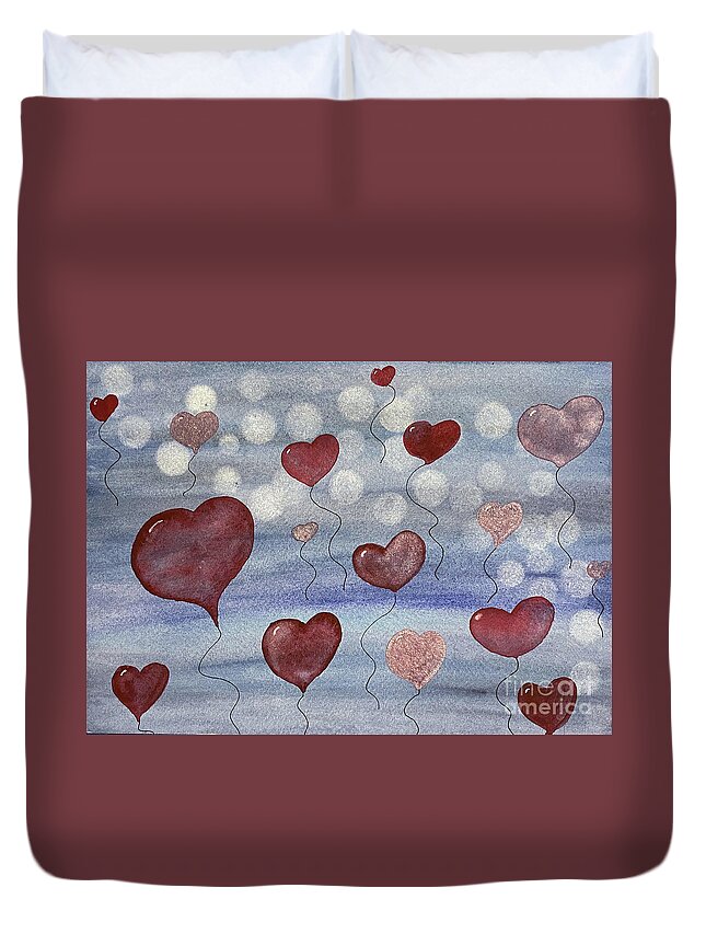 Valentines Day Duvet Cover featuring the painting Valentine's Day in Seattle by Lisa Neuman