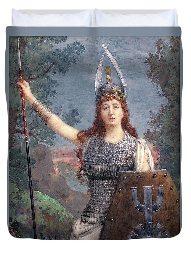 Fernand Paillet Duvet Cover featuring the painting Valkyrie by Fernand Paillet