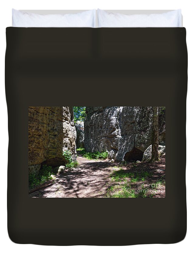 Trail Duvet Cover featuring the photograph Valley of Boulders by Phil Perkins
