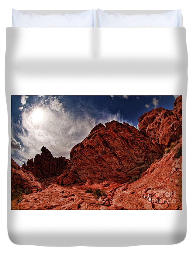 Valley Of Fire Duvet Cover featuring the photograph Valley Of Fire Giant Boulders by Blake Richards