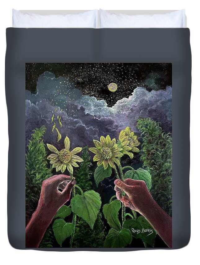 Van Gogh Duvet Cover featuring the painting Van Gogh Dreams. Starry Night Visions. by Rand Burns