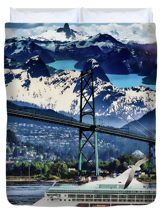 Vancouver Duvet Cover featuring the digital art Vancouver North by Norman Brule