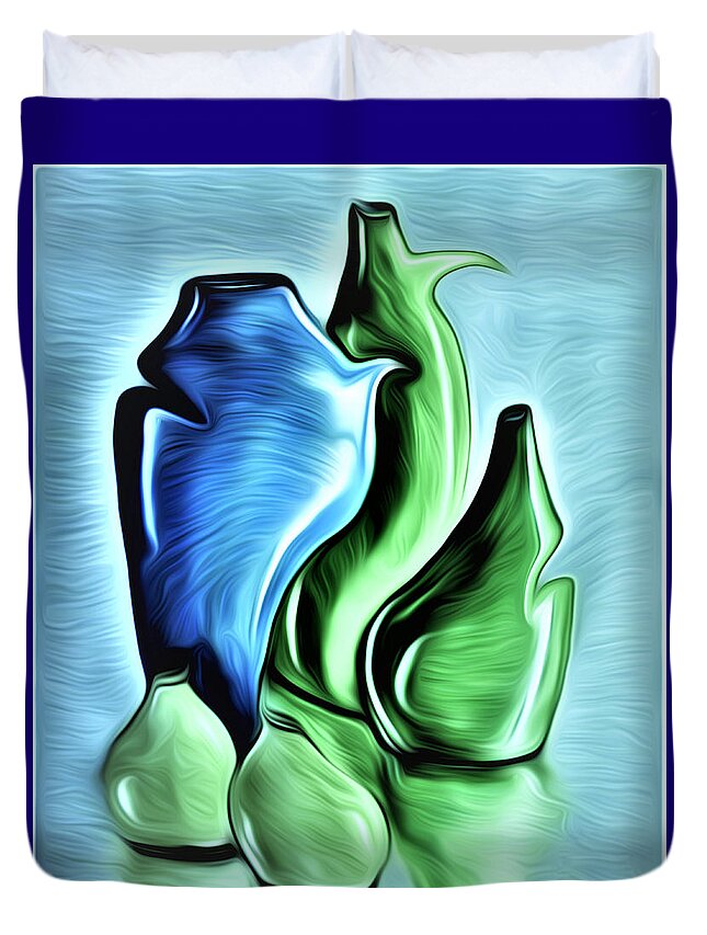 The Entranceway Duvet Cover featuring the digital art Vases in Abstract by Ronald Mills