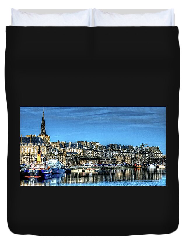 Boats Duvet Cover featuring the photograph Vauban Bassin by Elf EVANS