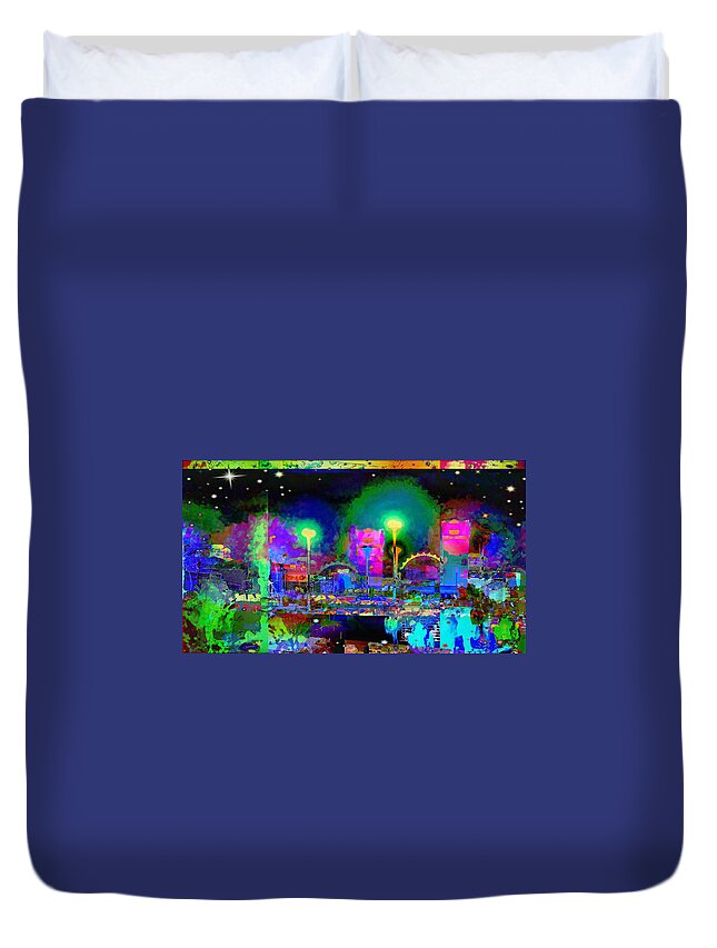 Las Vegas Duvet Cover featuring the digital art Vegas Glow by Karen Buford