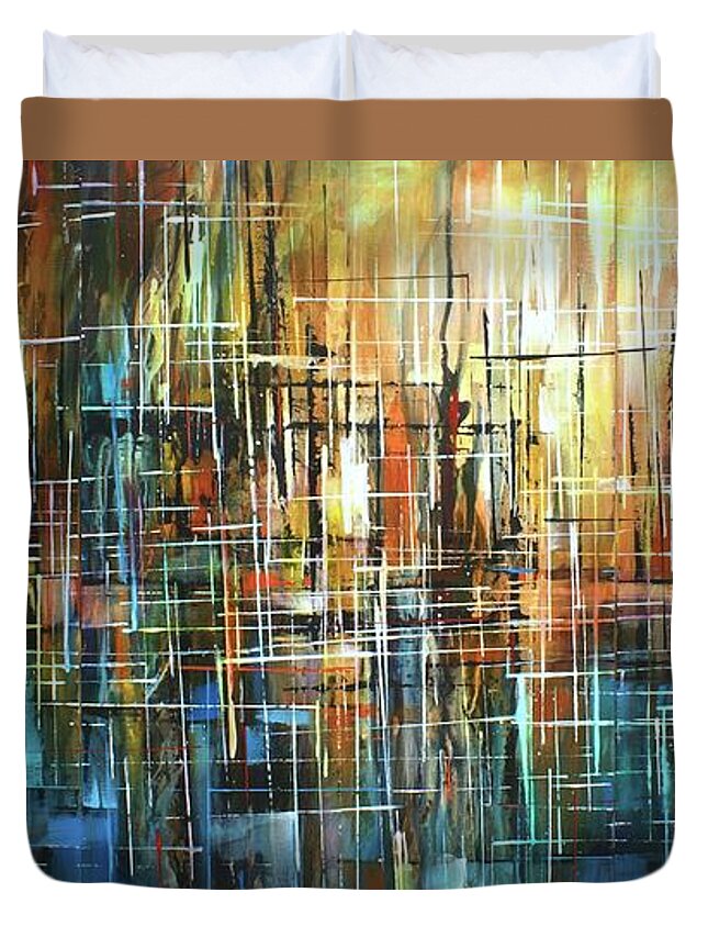  Duvet Cover featuring the painting Veil of deceit by Michael Lang