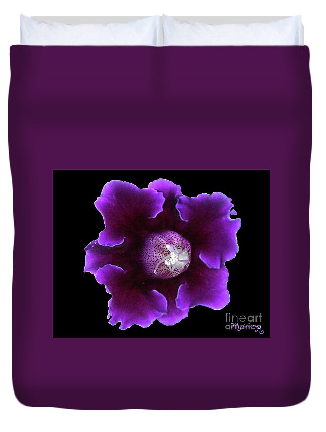 Nature Duvet Cover featuring the photograph Velvety Gloxinia by Mariarosa Rockefeller