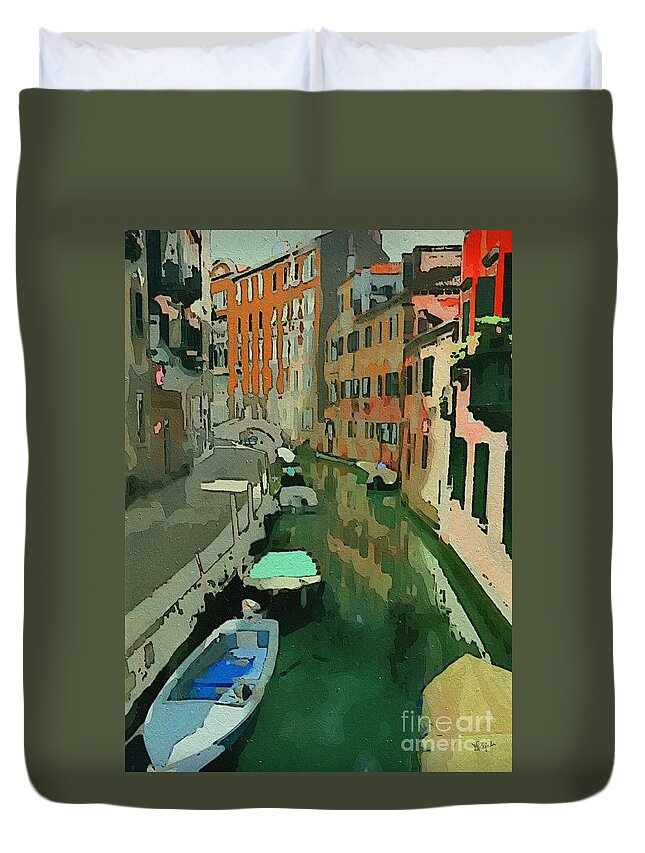  Venetian Duvet Cover featuring the photograph Venetian Canal 3 by Diana Rajala