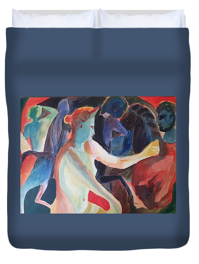 Masterpiece Paintings Duvet Cover featuring the painting Venus in the Mirror by Enrico Garff