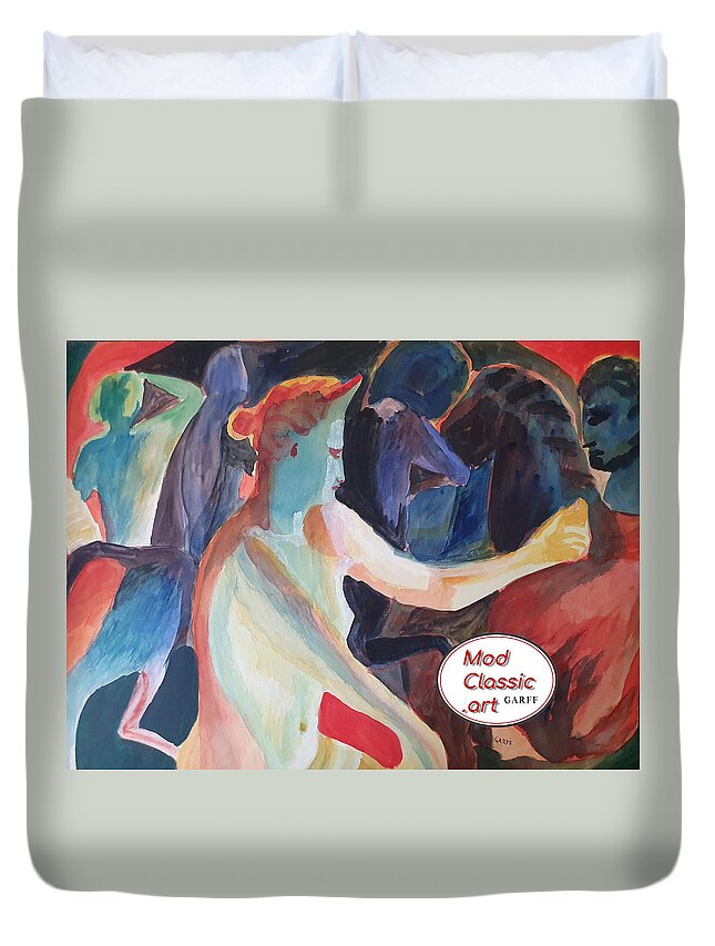 Masterpiece Paintings Duvet Cover featuring the painting Venus in the Mirror ModClassic Art Style by Enrico Garff