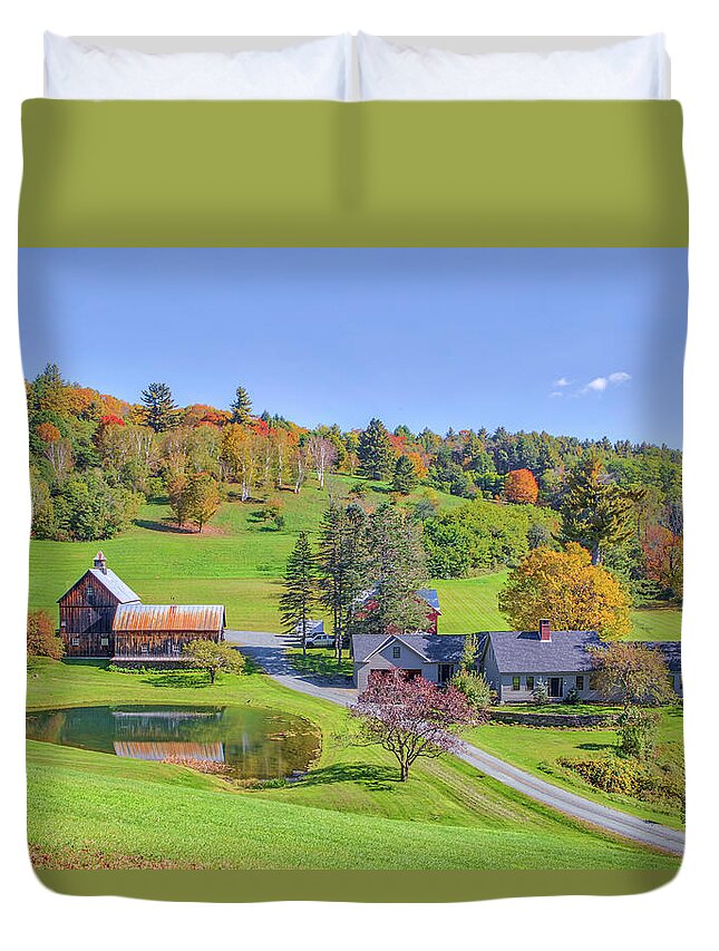 Sleepy Hollow Farm Duvet Cover featuring the photograph Vermont Fall Colors at the Pomfret Sleepy Hollow Farm by Juergen Roth