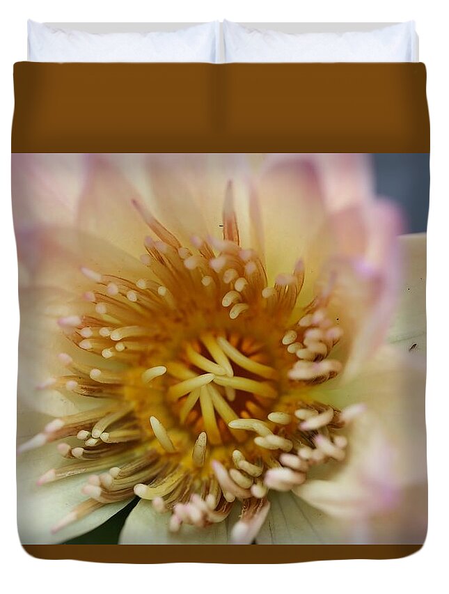 Water Lily Duvet Cover featuring the photograph Intricate and Vibrant by Mingming Jiang