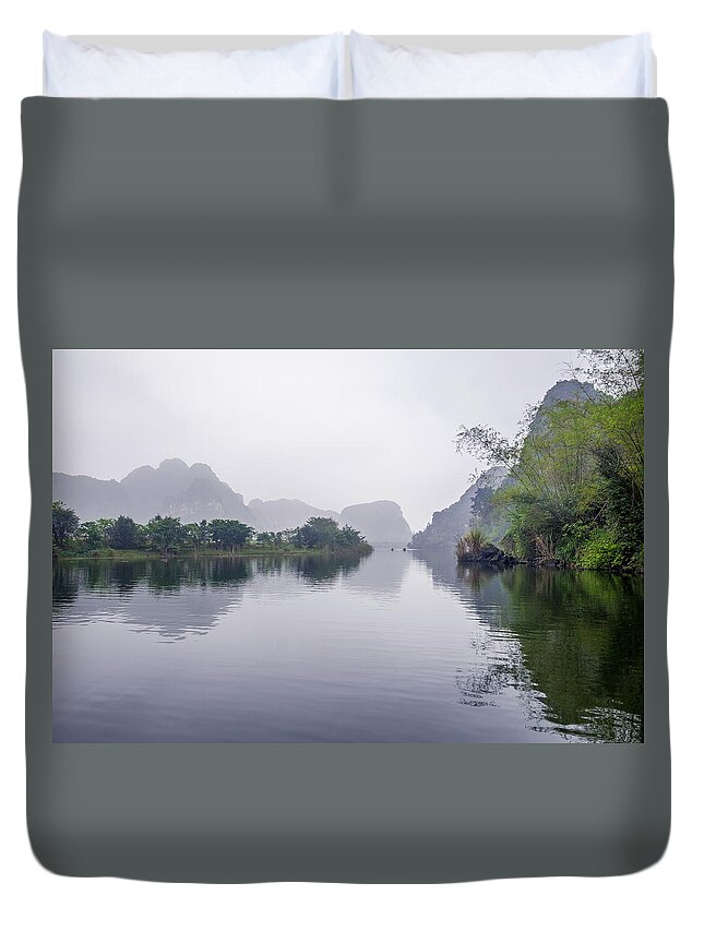 Ba Giot Duvet Cover featuring the photograph View at Tam Coc by Arj Munoz