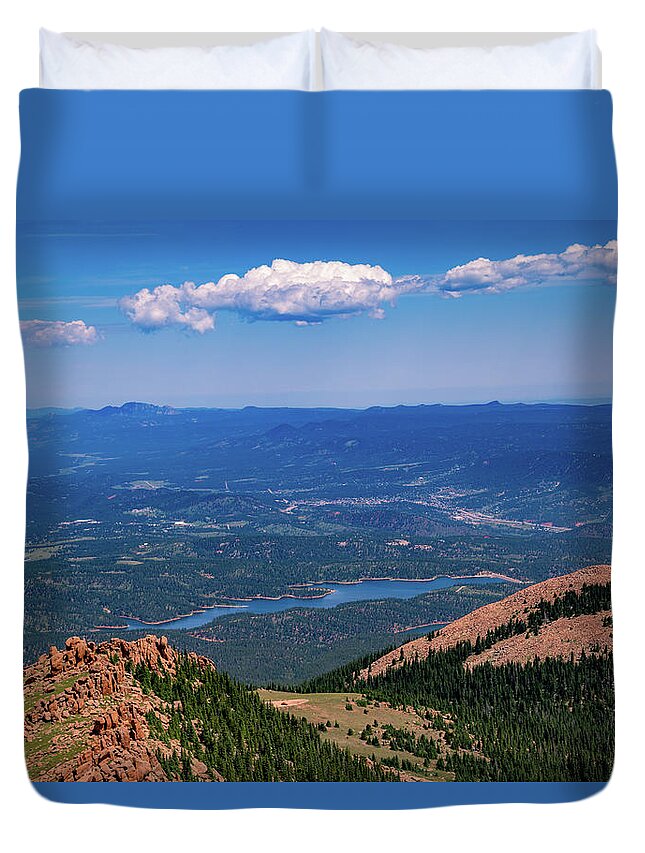Adventure Duvet Cover featuring the photograph View from Pikes Peak 5 by Cindy Robinson
