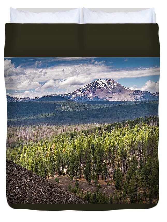 Mount Lassen Duvet Cover featuring the photograph View of Mount Lassen by Pierre Leclerc Photography