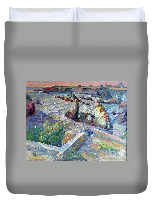 Sonoma Coast Duvet Cover featuring the painting View, Sonoma Coast by John McCormick