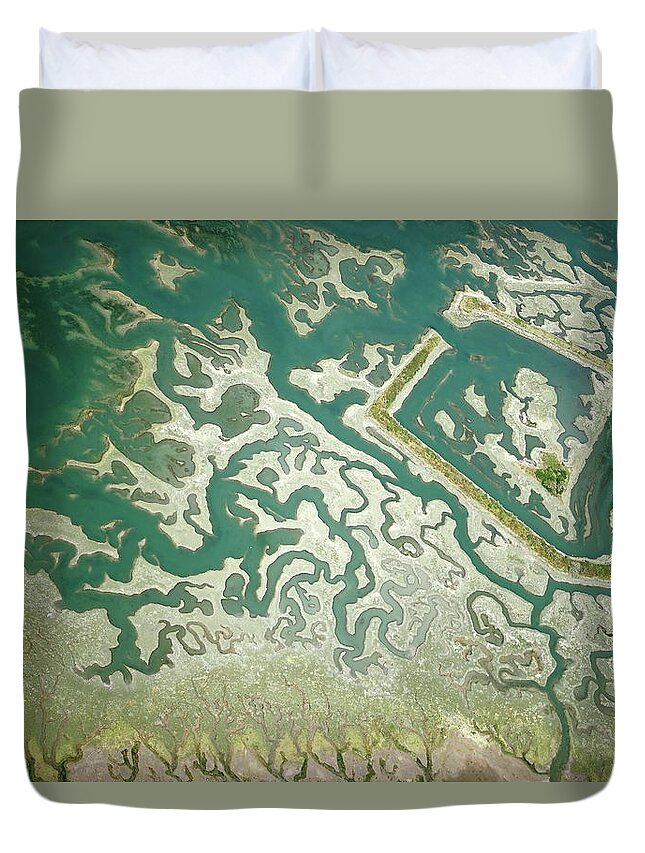 Remains Duvet Cover featuring the photograph Viking camp by Frederic Bourrigaud