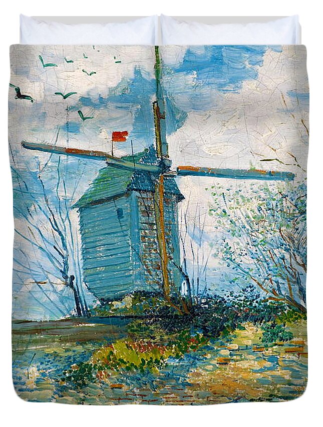 Le Moulin De La Galette Duvet Cover featuring the painting Vincent van Gogh - Le Moulin de la Galette 1 by Alexandra Arts