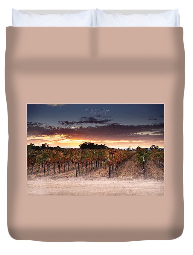 Landscape Duvet Cover featuring the photograph Vineyard Sunset by Devin Wilson