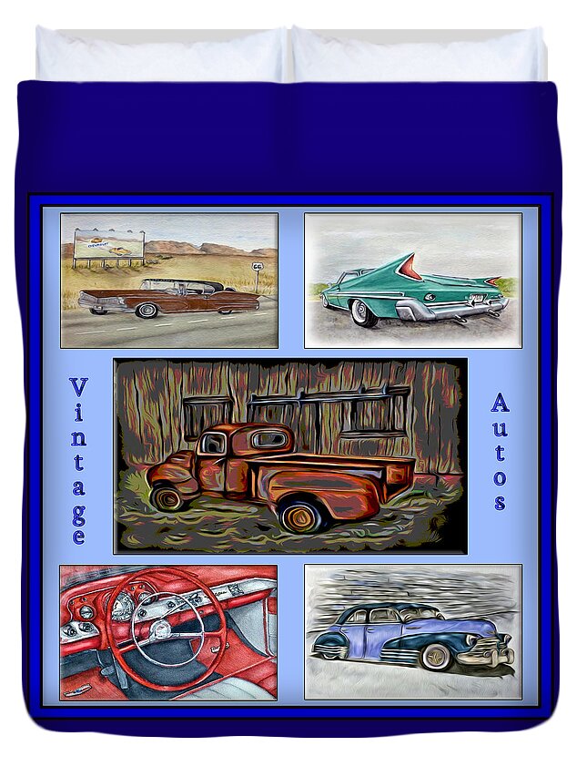 Chevy Duvet Cover featuring the digital art Vintage Auto Poster by Ronald Mills