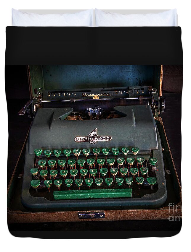 Typewriter Duvet Cover featuring the photograph Vintage Underwood Typewriter by Shelia Hunt