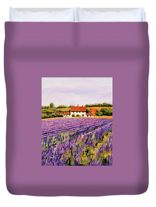 Lavender Duvet Cover featuring the painting Viola Lavanda by Guido Borelli