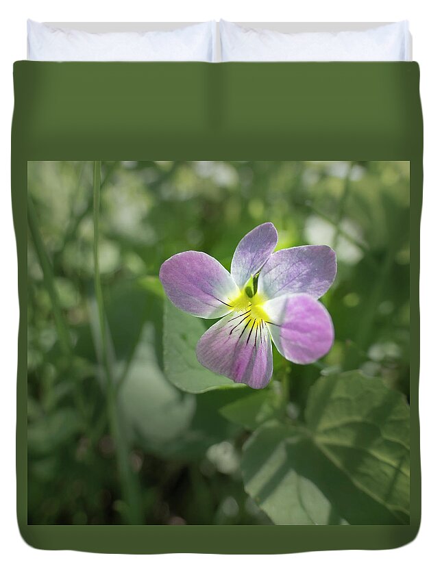Violet Duvet Cover featuring the photograph Violet In The Woods by Karen Rispin