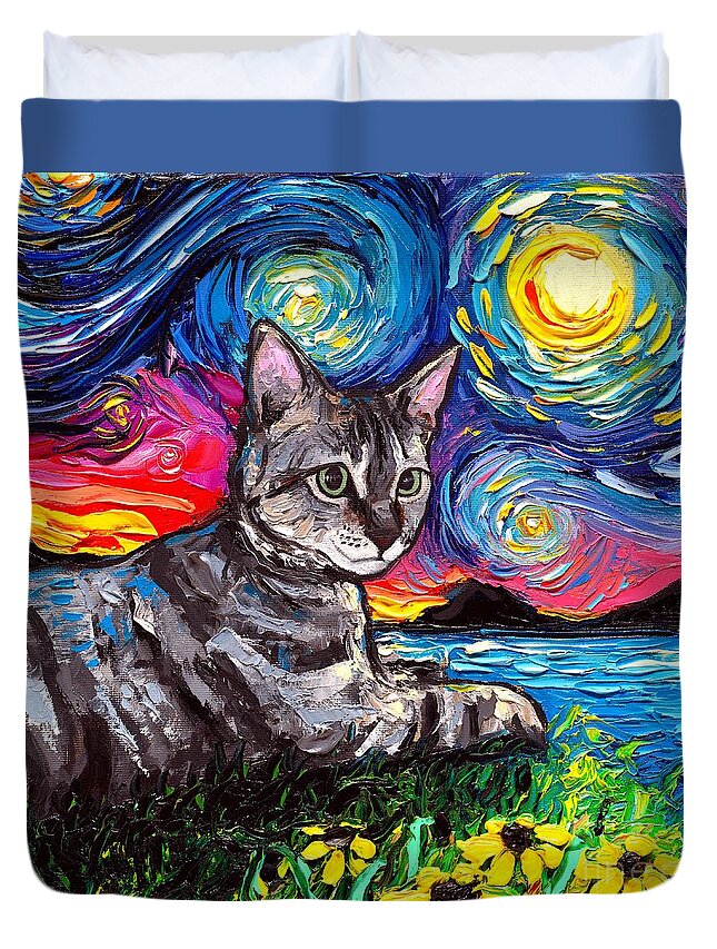 Tabby Duvet Cover featuring the painting Virginia by Aja Trier