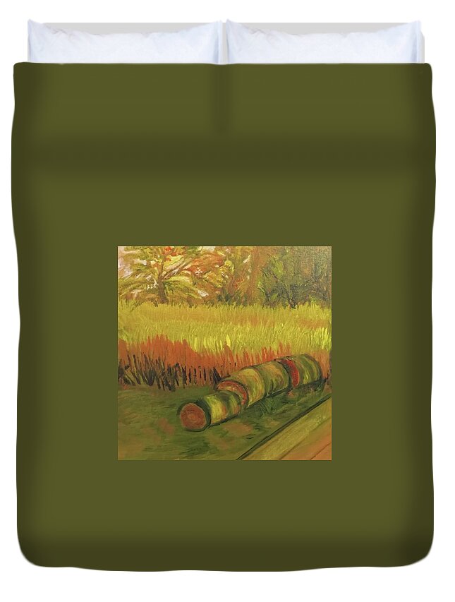 Farms Duvet Cover featuring the painting Virginia Farms by Suzanne Berthier