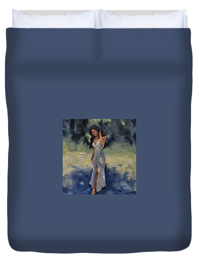 Women Duvet Cover featuring the painting Visions of Sapphires by Ashlee Trcka