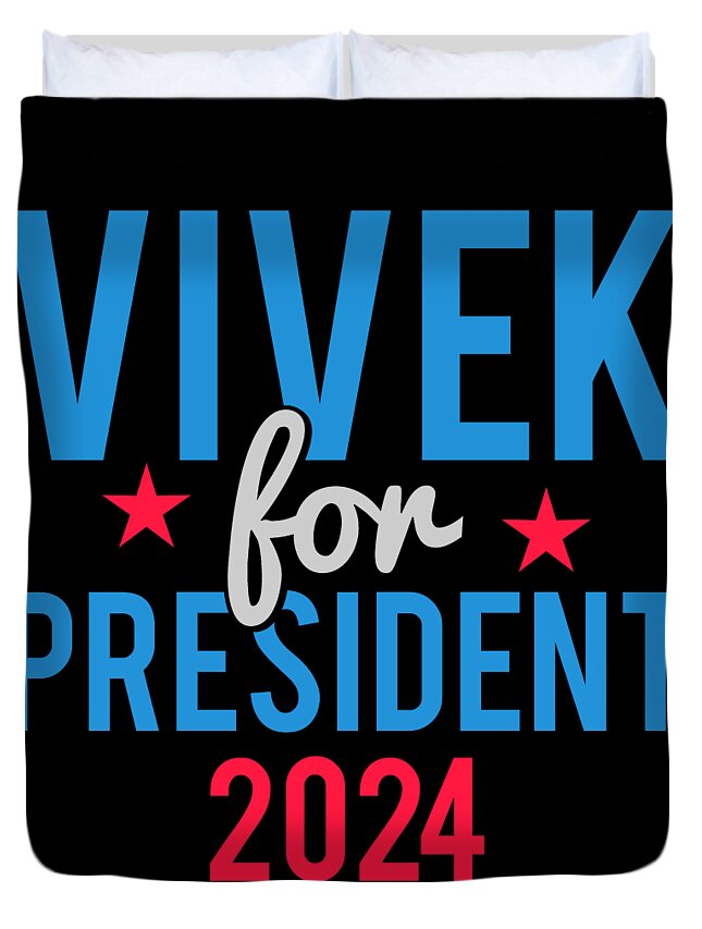 Cool Duvet Cover featuring the digital art Vivek Ramaswamy for President 2024 by Flippin Sweet Gear