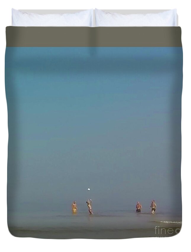 Mist Duvet Cover featuring the photograph Volleyboll in the Mist by Alexandra Vusir