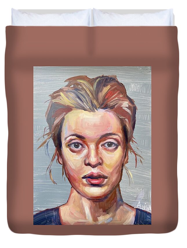 Portrait Duvet Cover featuring the painting Von by Aviva Weinberg