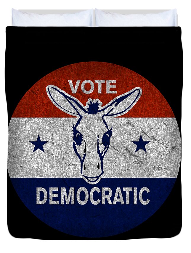 Funny Duvet Cover featuring the digital art Vote Democratic Retro Democrat by Flippin Sweet Gear