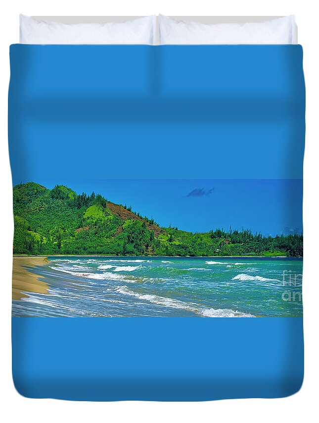 Wainiha Bay And Beach Kauai Hawaii Duvet Cover featuring the photograph Wainiha Bay and beach Kauai Hawaii 309020049 by Tom Jelen